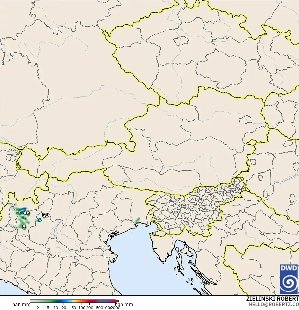 ICON Alemania 2 km modelo - Austria, Acumulación de precipitación