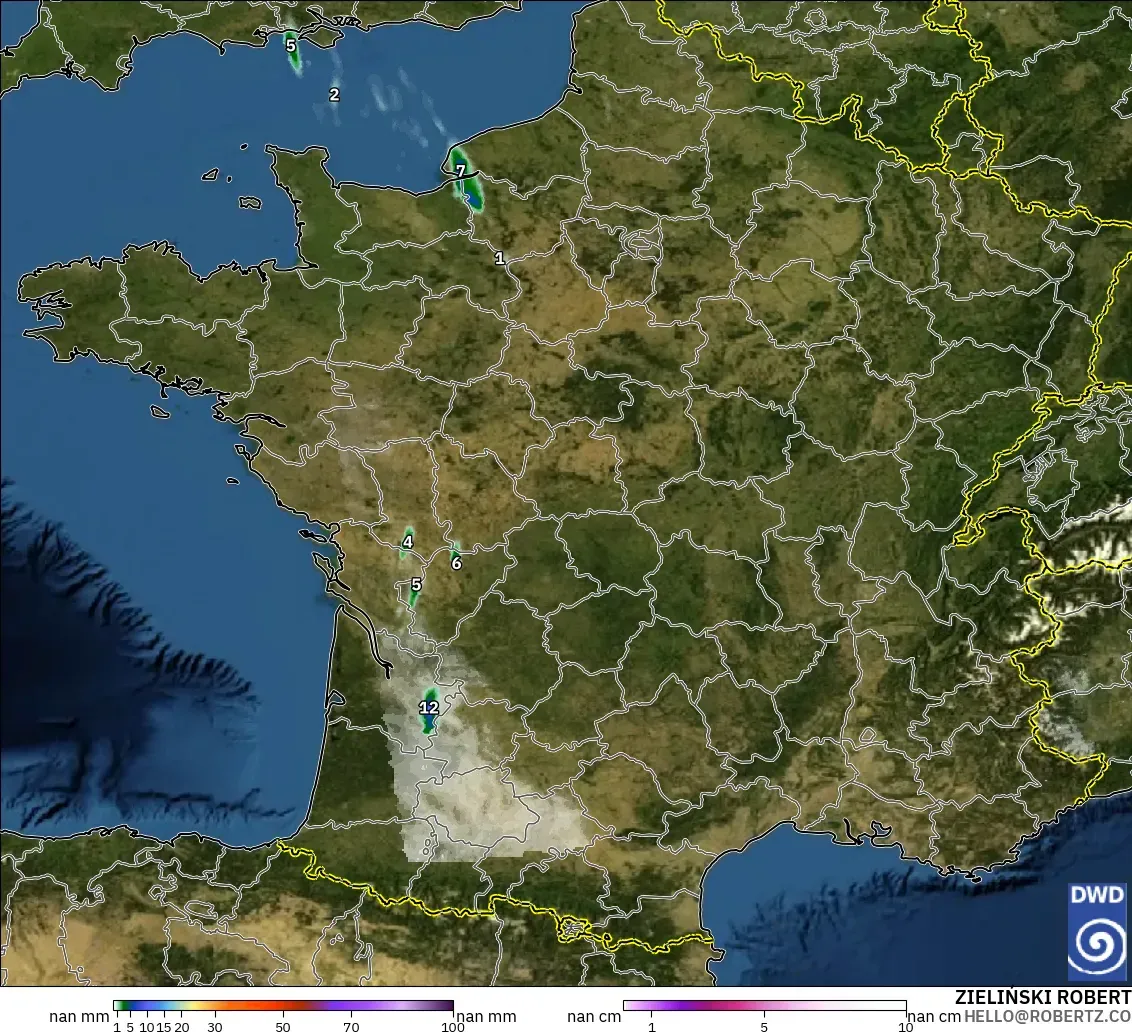 ICON Alemania 2 km modelo - Francia, Precipitación, nubes y presión
