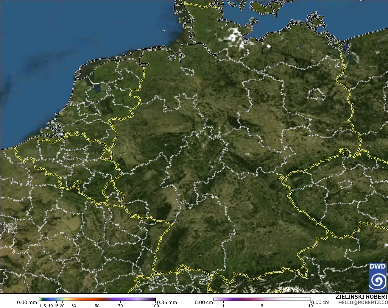 ICON Alemania 2 km modelo - Alemania, Precipitación, nubes y presión