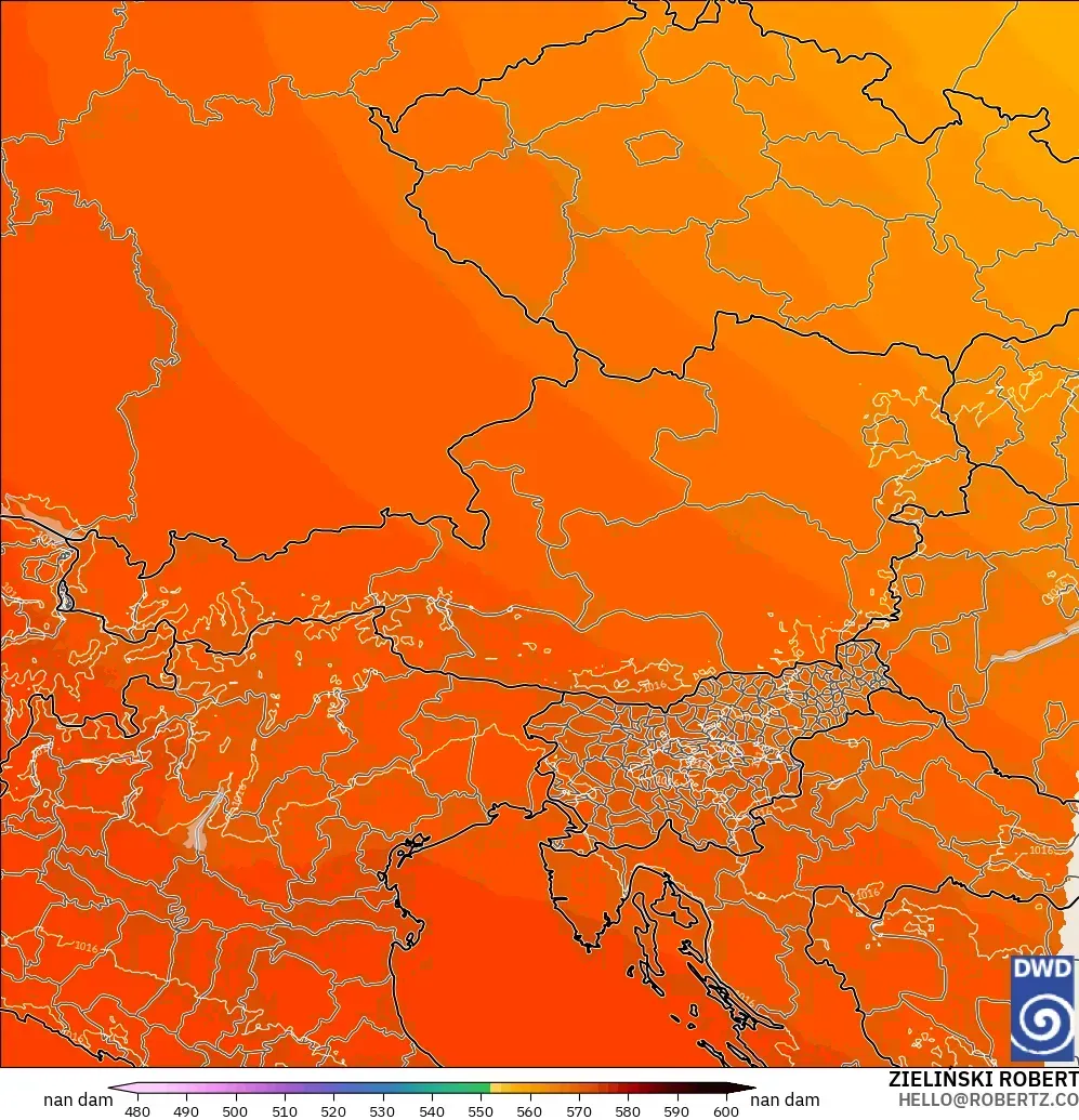ICON Alemania 2 km modelo - Austria, Altura geopotencial a 500 hPa