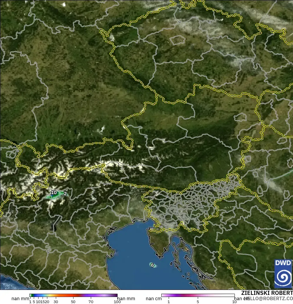 ICON Alemania 2 km modelo - Austria, Precipitación, nubes y presión