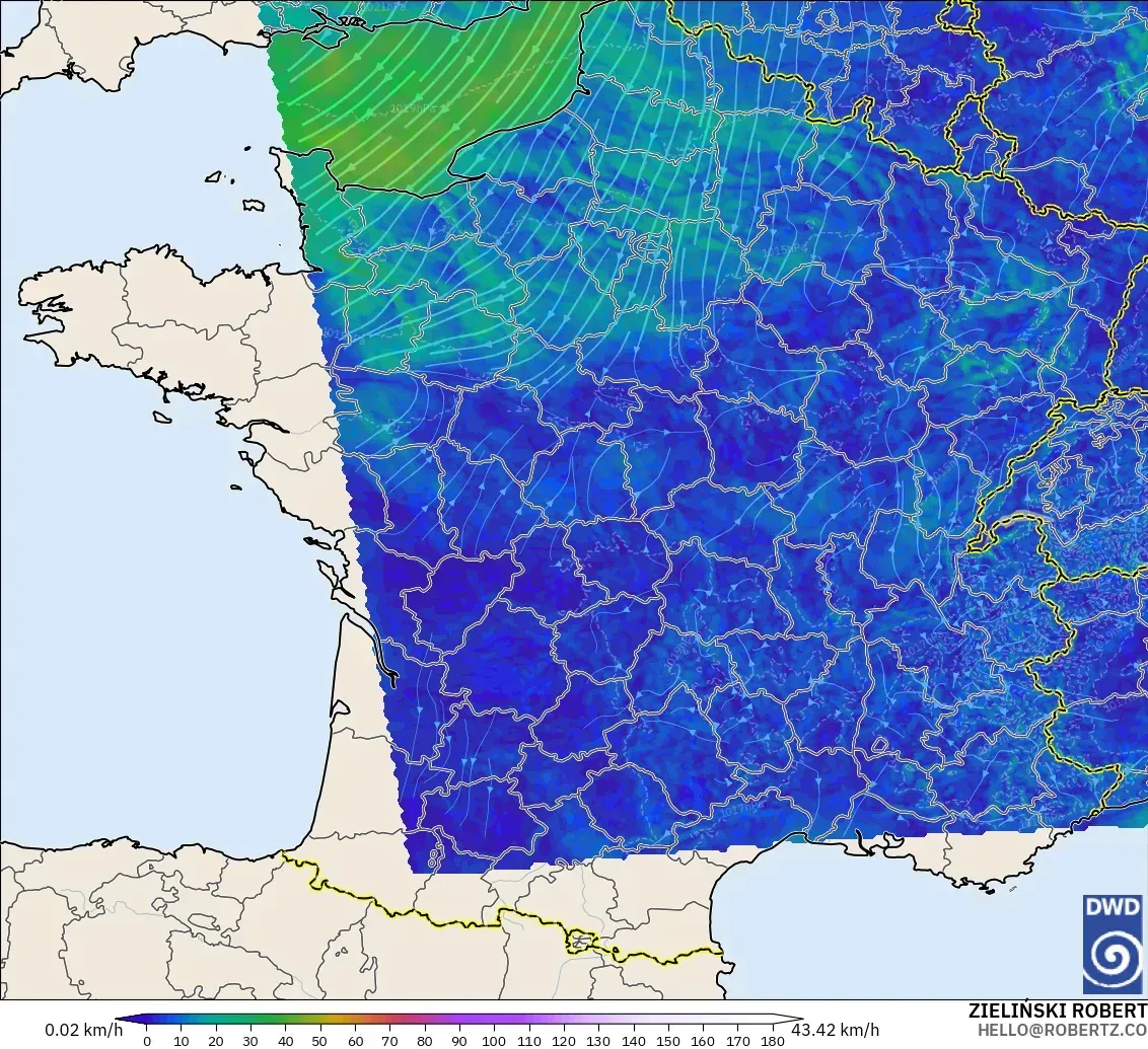 ICON Alemania 2 km modelo - Francia, Viento a 10 m