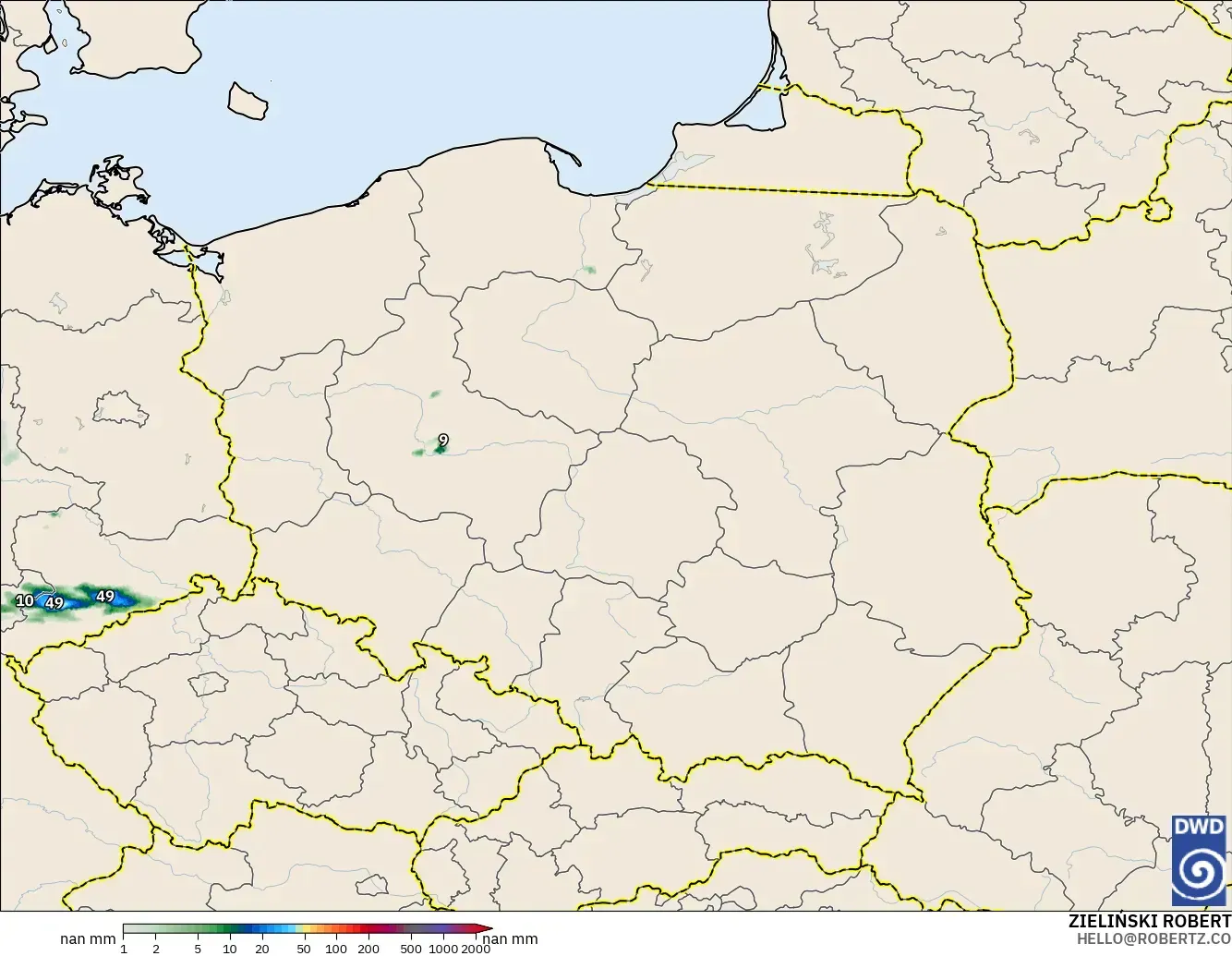 ICON Alemania 2 km modelo - Polonia, Acumulación de precipitación