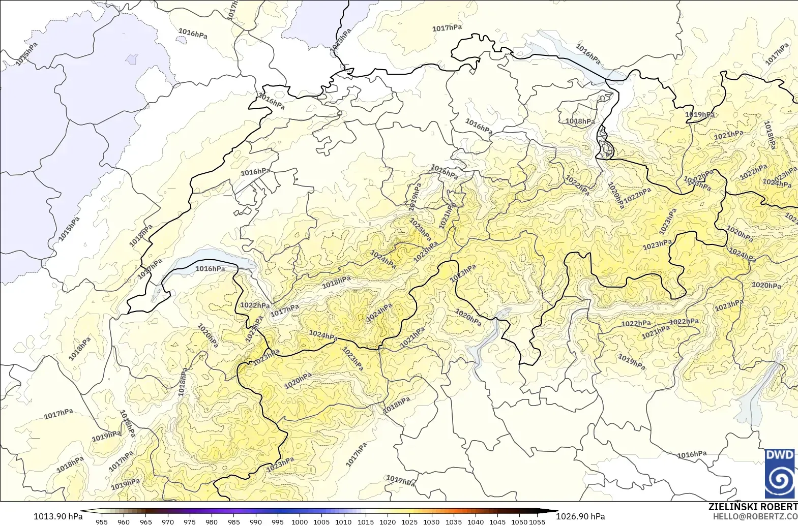 ICON Alemania 2 km modelo - Suiza, Presión