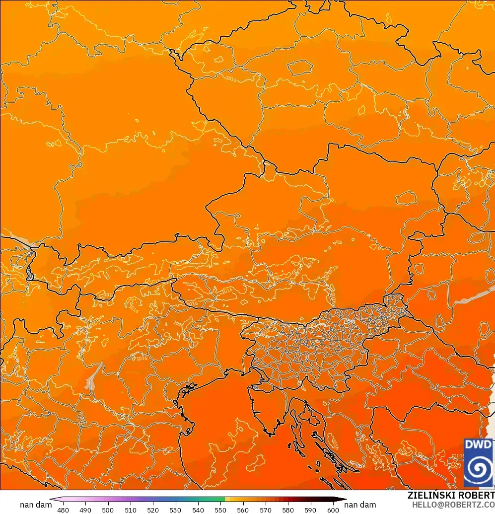 ICON Alemania 2 km modelo - Austria, Altura geopotencial a 500 hPa