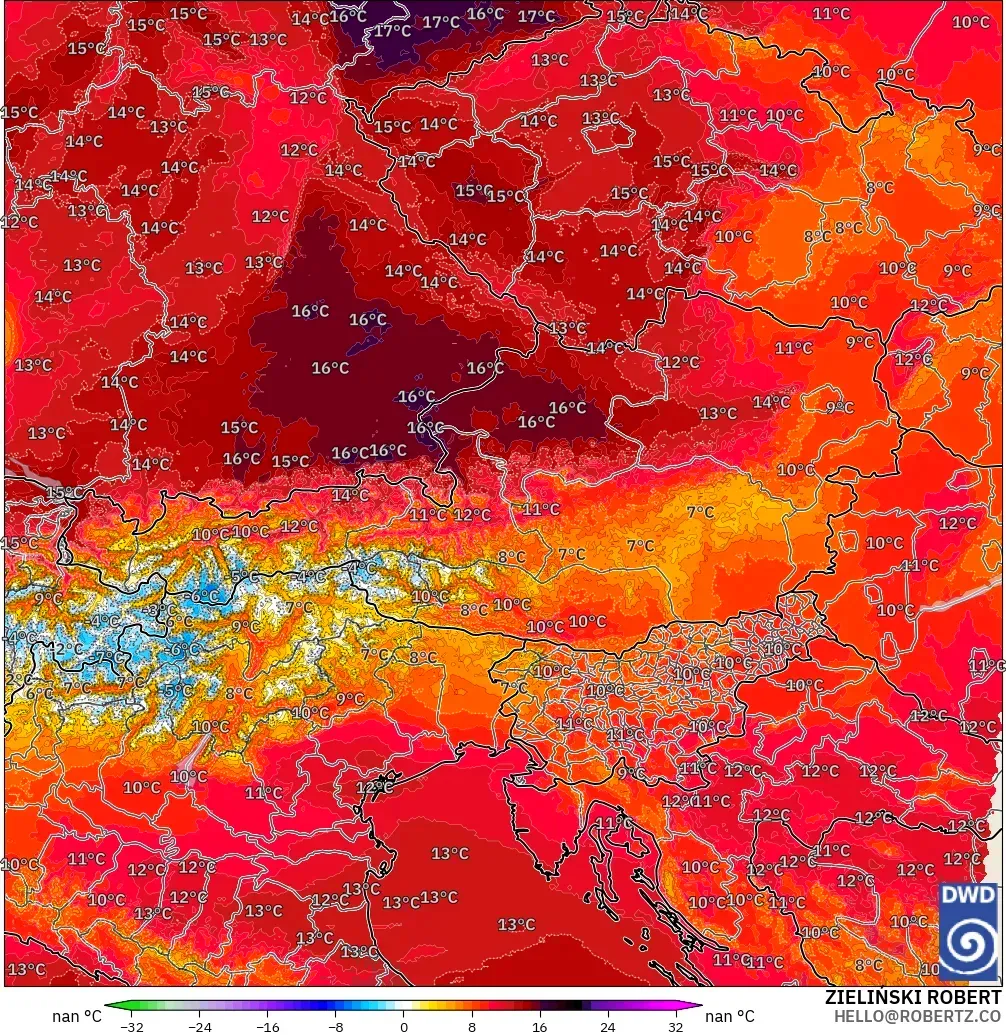 ICON Alemania 2 km modelo - Austria, Anomalía de temperatura a 850 hPa