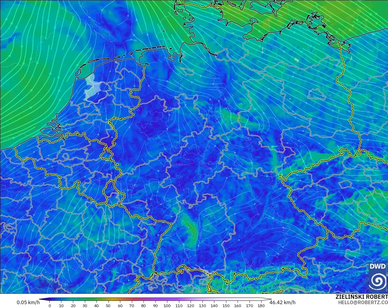 ICON Alemania 2 km modelo - Alemania, Viento a 10 m