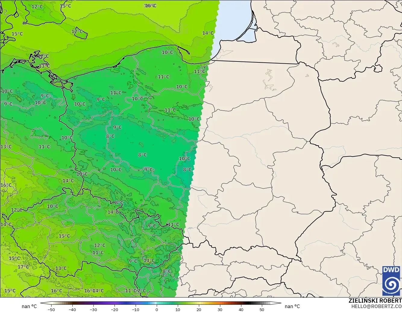 ICON Alemania 2 km modelo - Polonia, Punto de rocío a 2 m