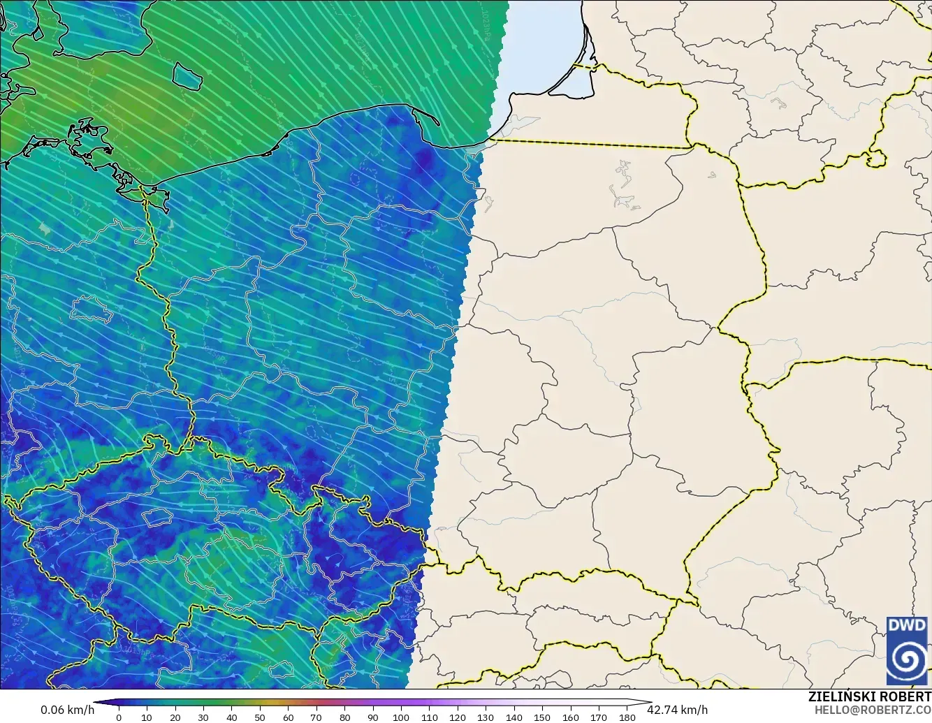 ICON Alemania 2 km modelo - Polonia, Viento a 10 m