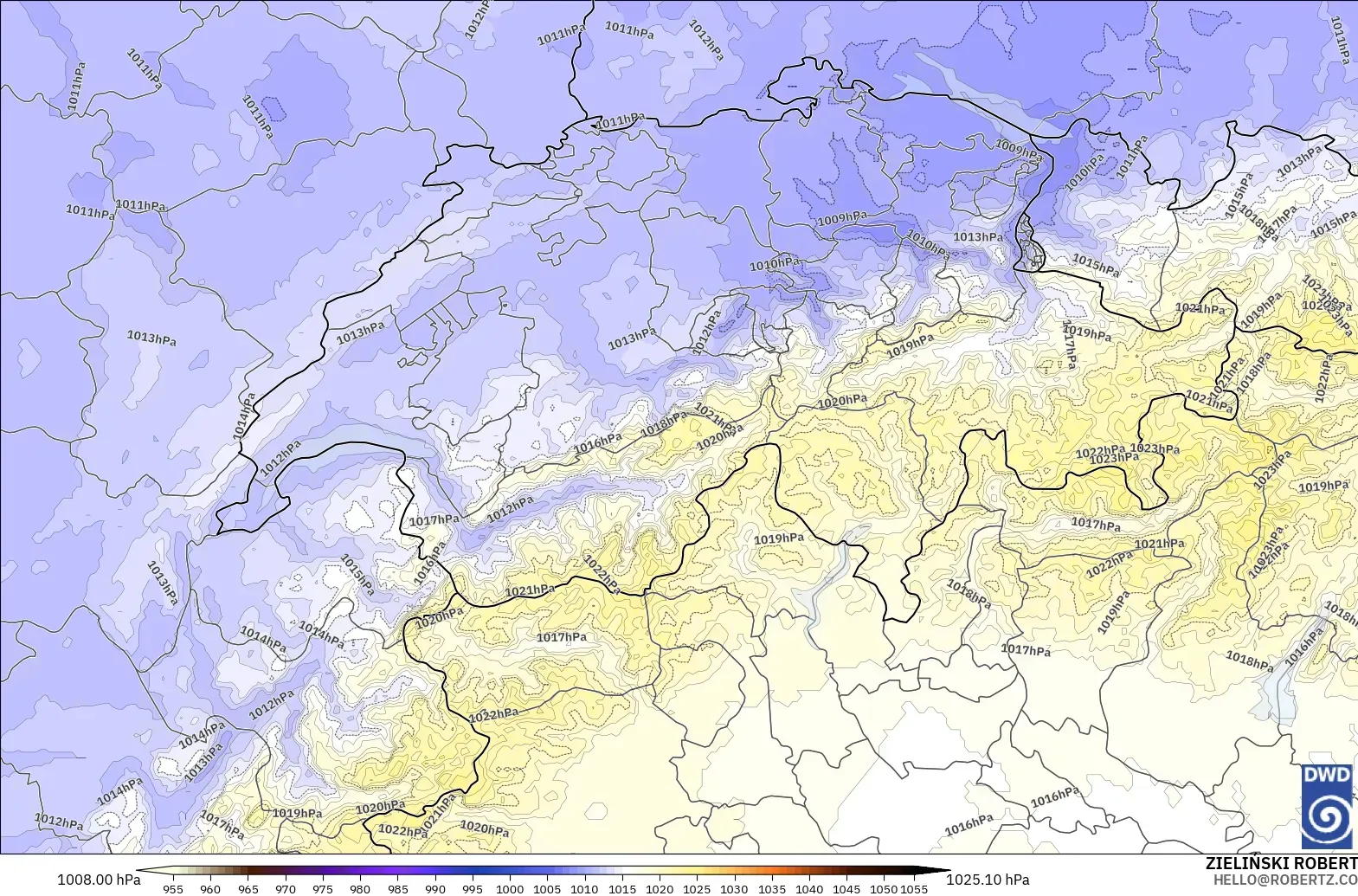 ICON Alemania 2 km modelo - Suiza, Presión