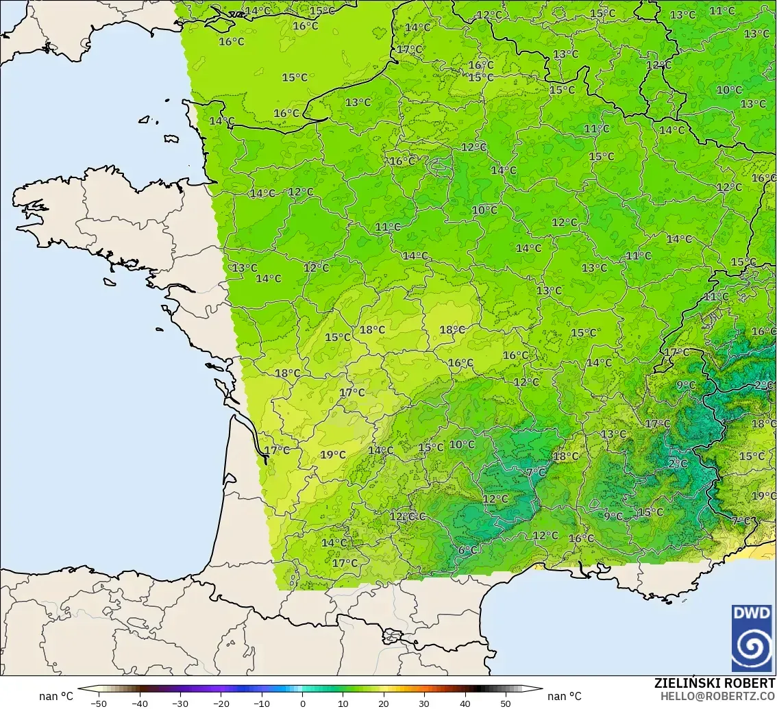 ICON Alemania 2 km modelo - Francia, Punto de rocío a 2 m