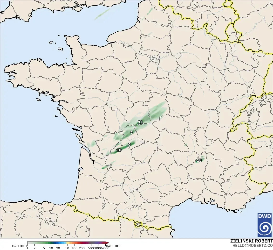 ICON Alemania 2 km modelo - Francia, Acumulación de precipitación