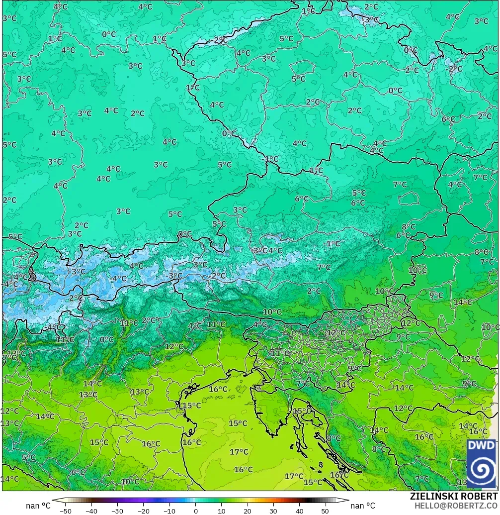 ICON Alemania 2 km modelo - Austria, Temperatura a 850 hPa