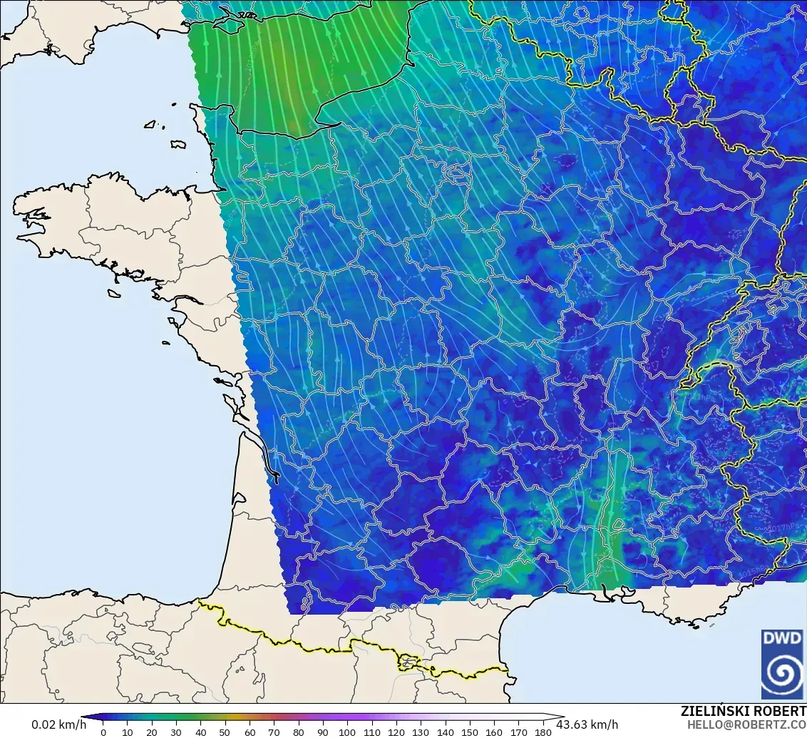 ICON Alemania 2 km modelo - Francia, Viento a 10 m