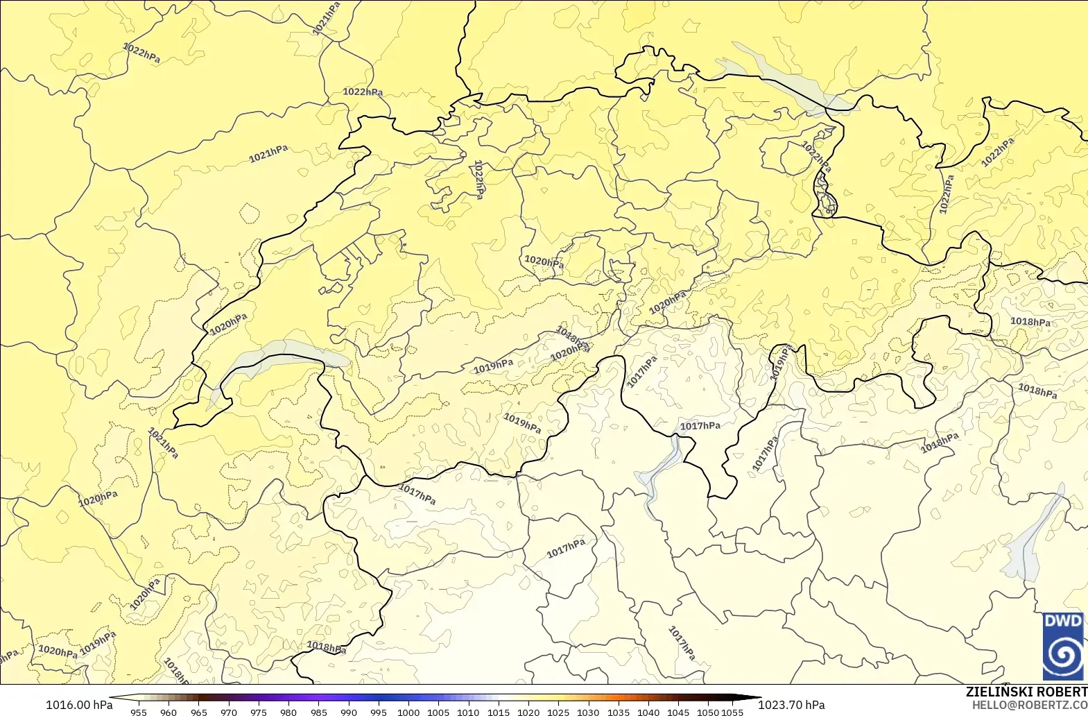 ICON Alemania 2 km modelo - Suiza, Presión