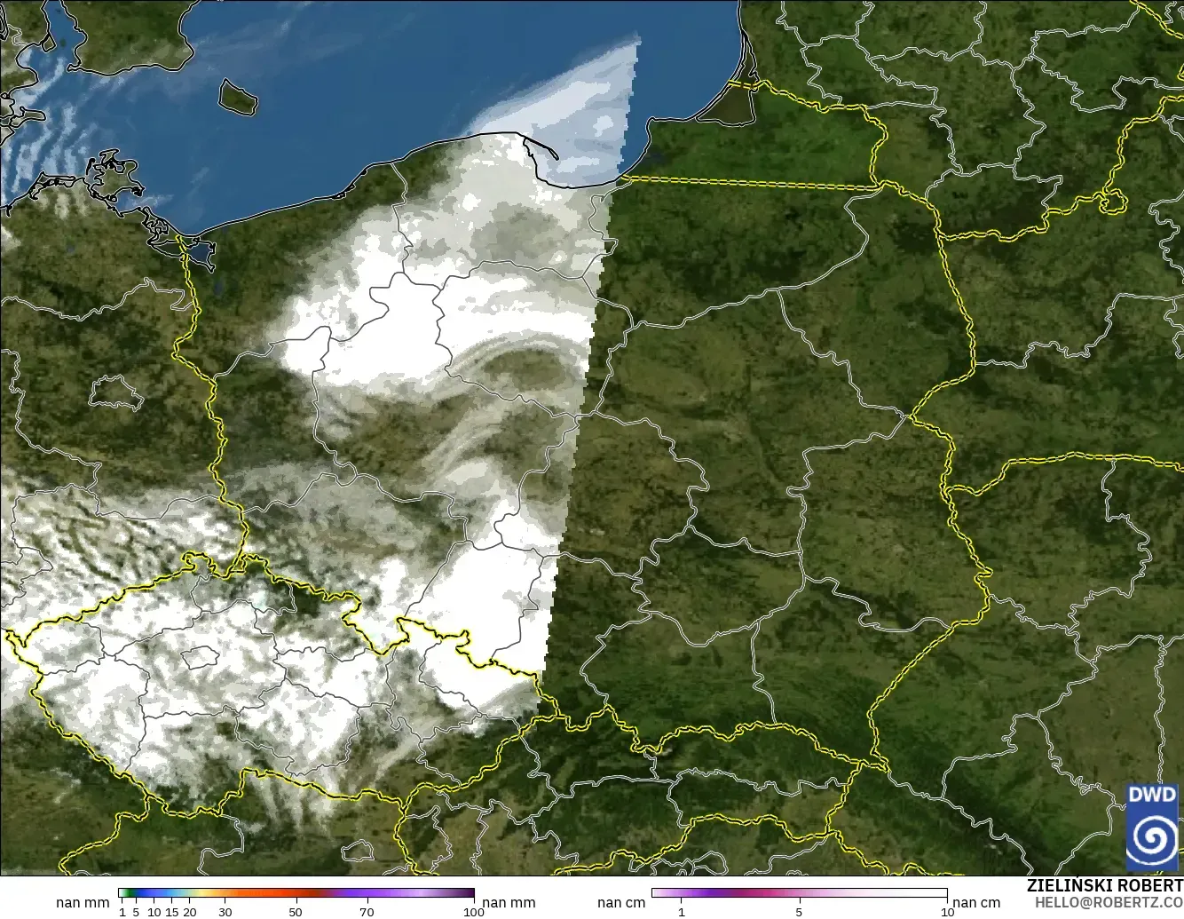 ICON Alemania 2 km modelo - Polonia, Precipitación, nubes y presión