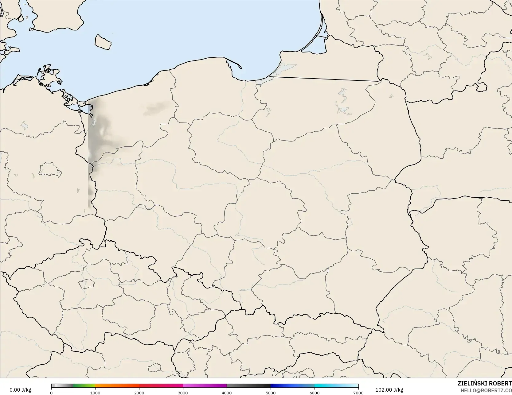 ICON Polonia 2 km modelo - Polonia, CAPE