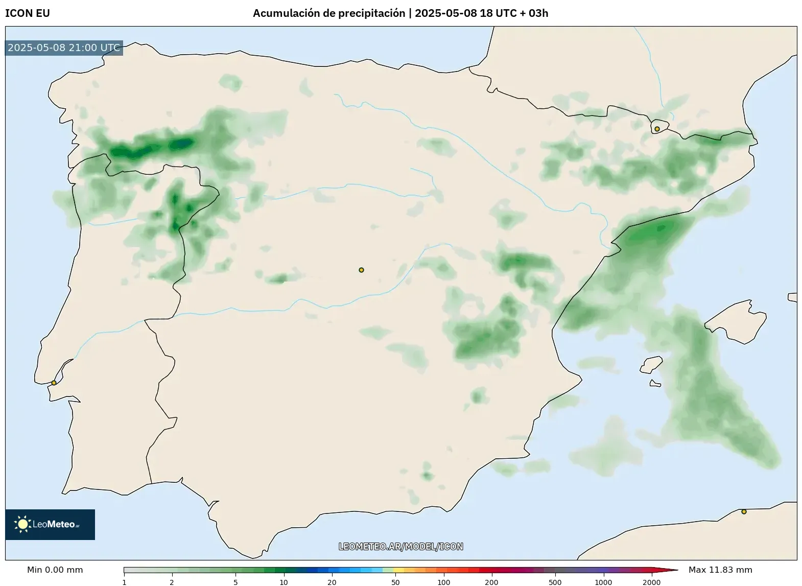 ICON - España, Acumulación de precipitación ICON - España, Acumulación de precipitación