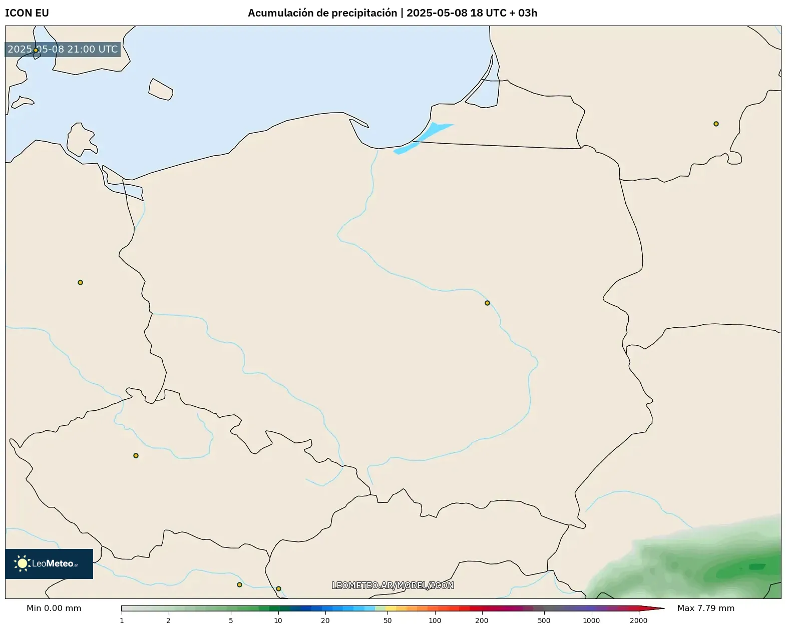 ICON - Polonia, Acumulación de precipitación ICON - Polonia, Acumulación de precipitación