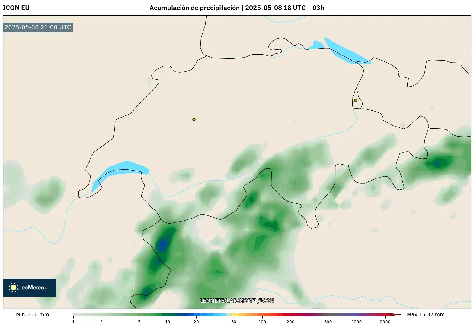 ICON - Suiza, Acumulación de precipitación ICON - Suiza, Acumulación de precipitación