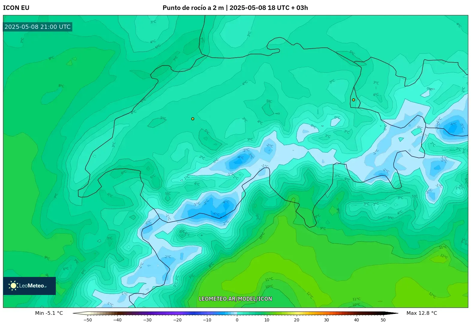 ICON - Suiza, Punto de rocío a 2 m ICON - Suiza, Punto de rocío a 2 m