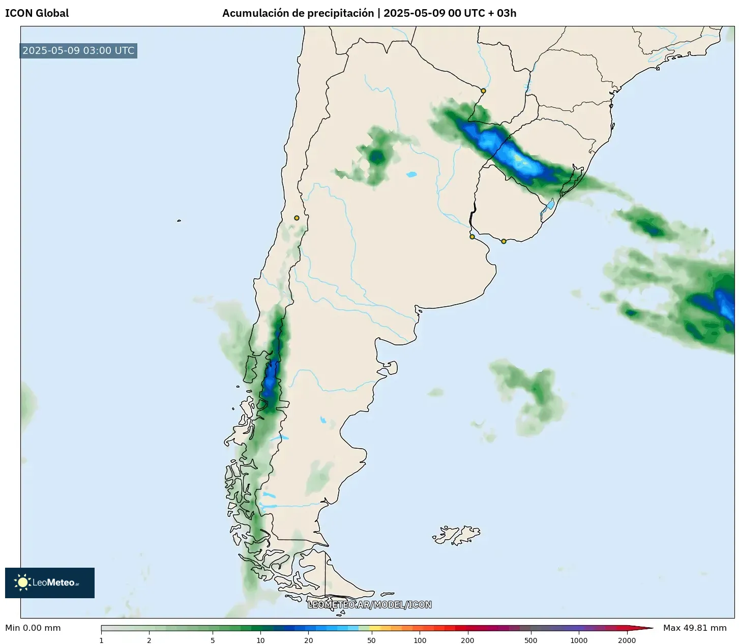 ICON - Argentina, Acumulación de precipitación ICON - Argentina, Acumulación de precipitación