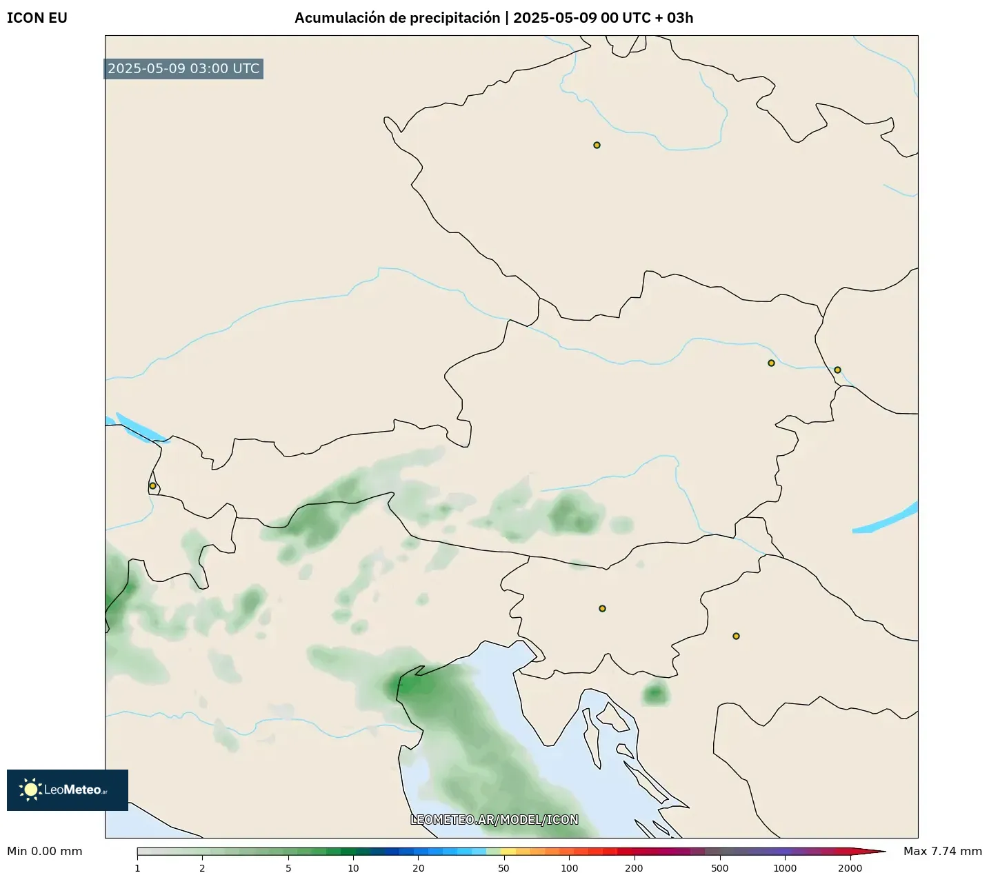 ICON - Austria, Acumulación de precipitación ICON - Austria, Acumulación de precipitación