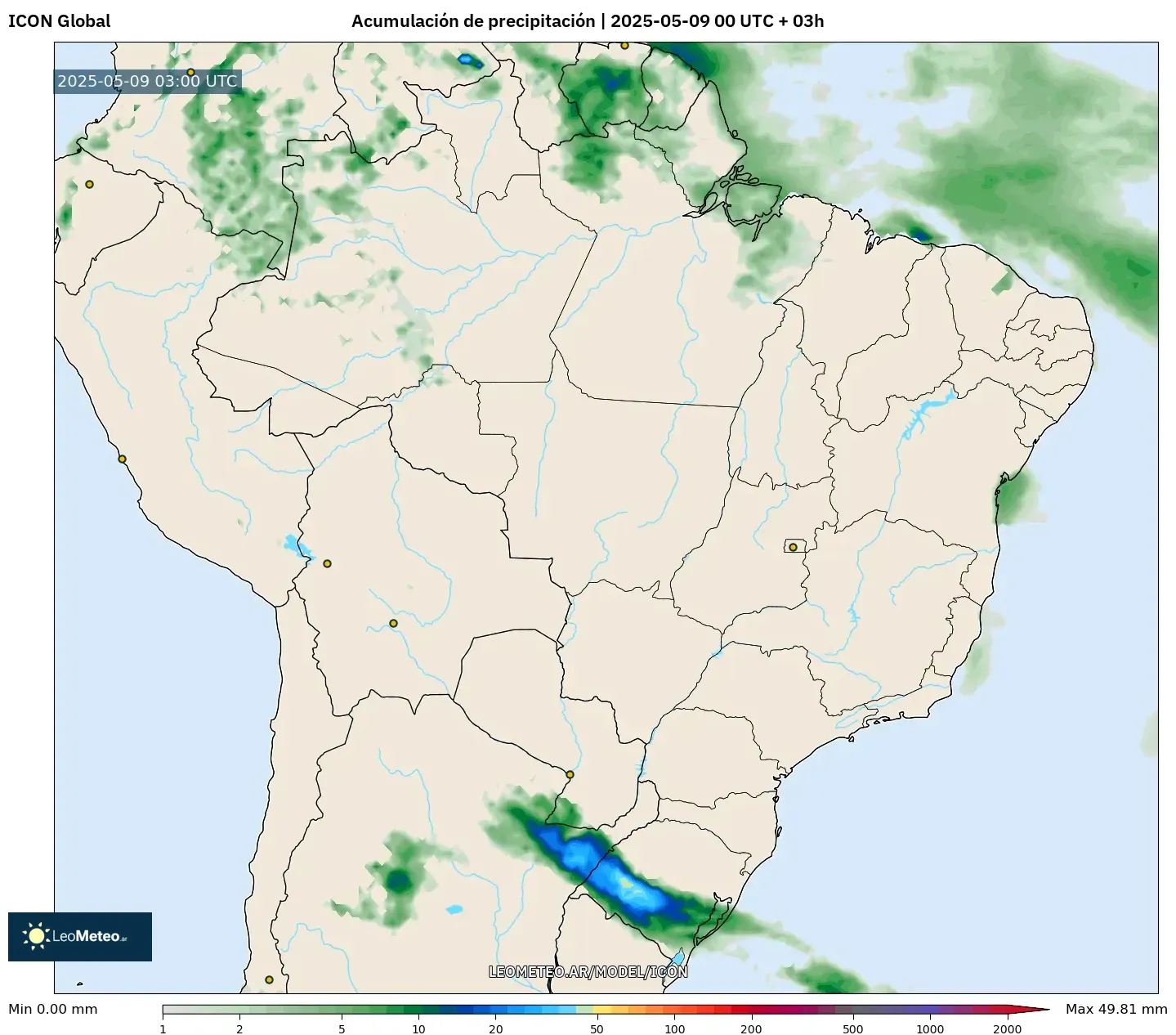 ICON - Brasil, Acumulación de precipitación ICON - Brasil, Acumulación de precipitación