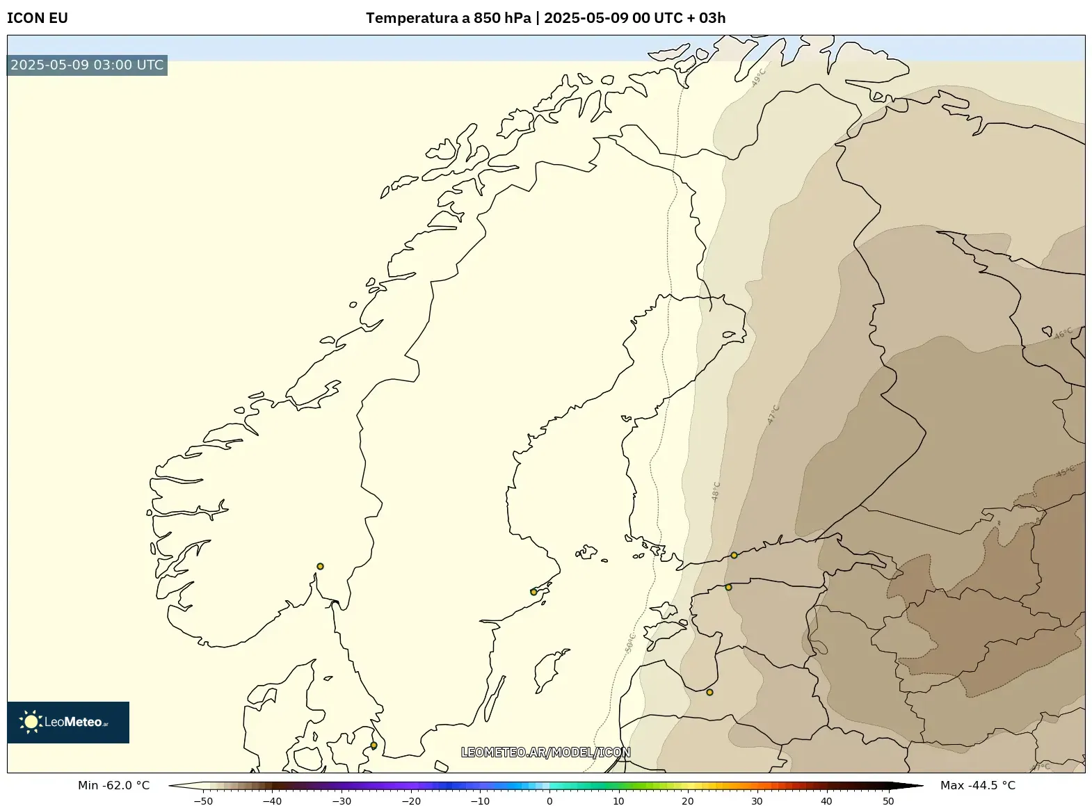 ICON - Escandinavia, Temperatura a 850 hPa ICON - Escandinavia, Temperatura a 850 hPa