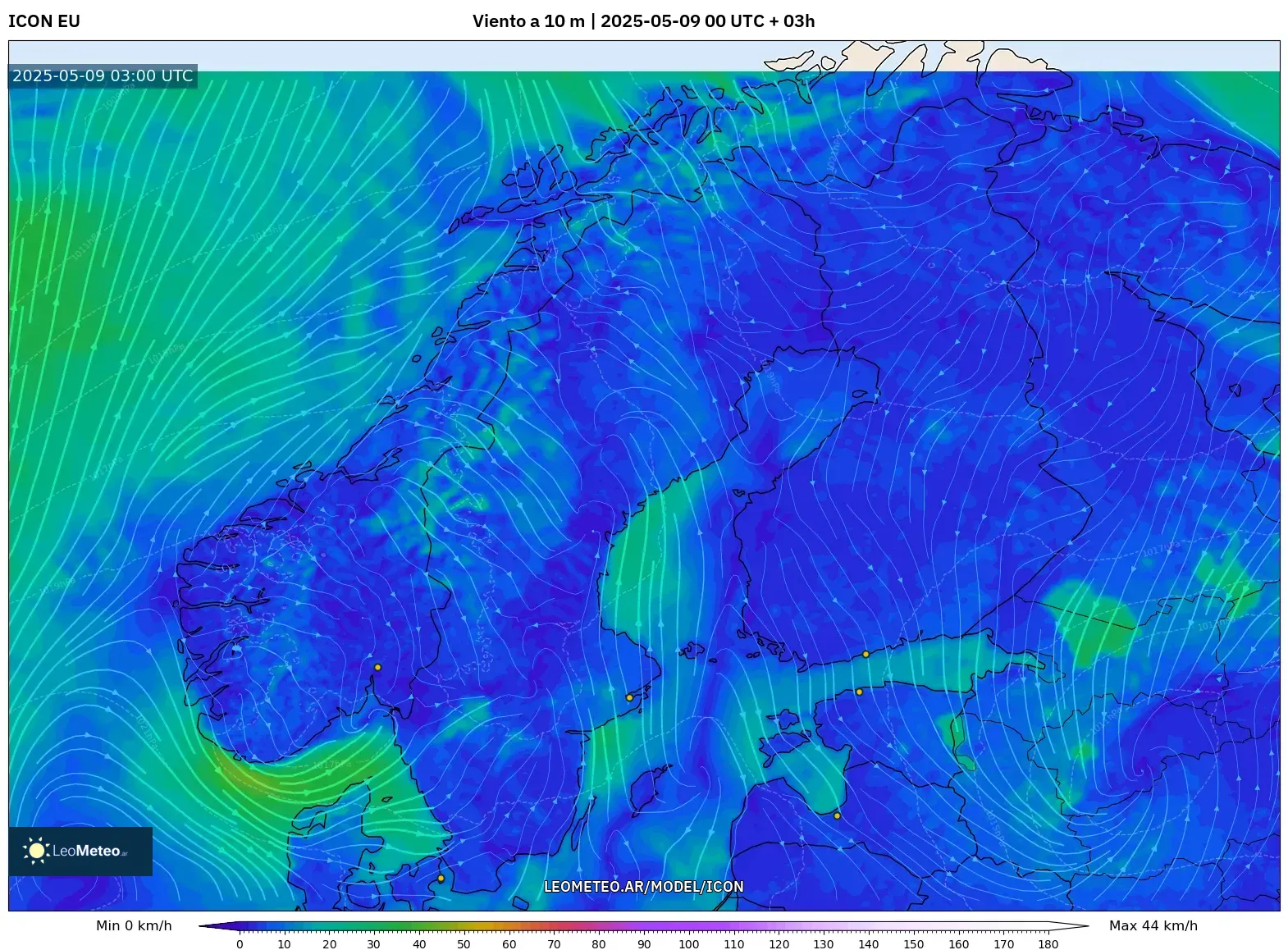 ICON - Escandinavia, Viento a 10 m ICON - Escandinavia, Viento a 10 m