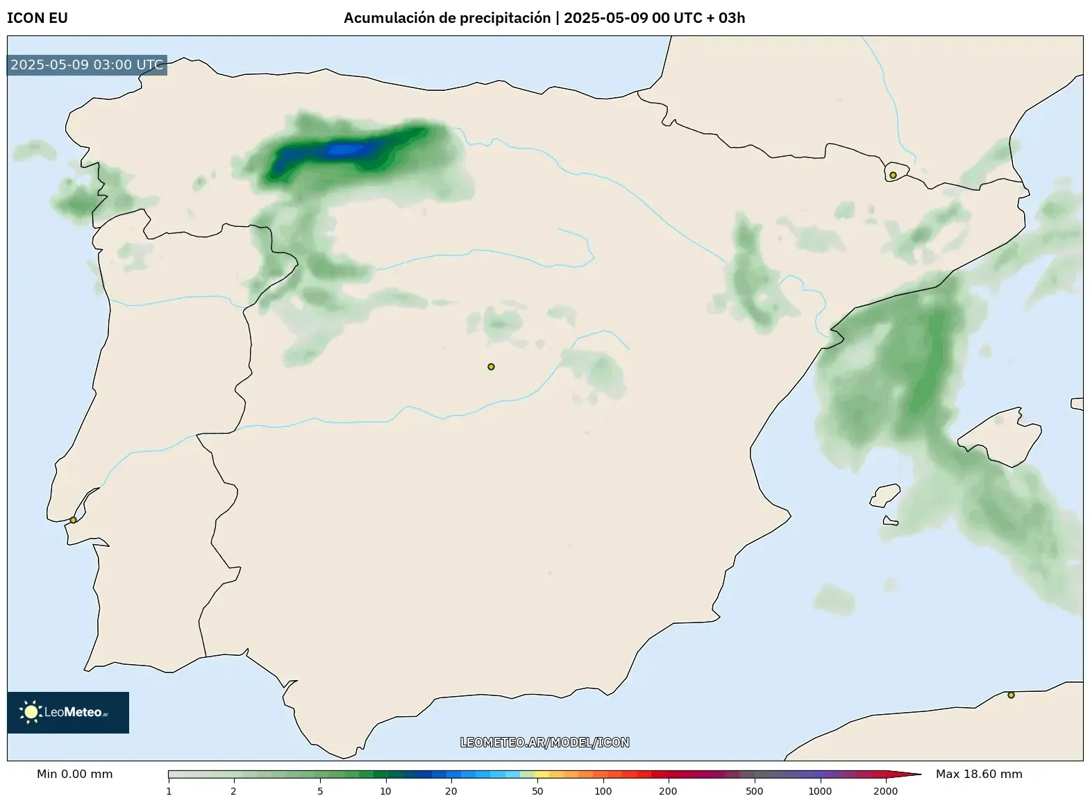 ICON - España, Acumulación de precipitación ICON - España, Acumulación de precipitación