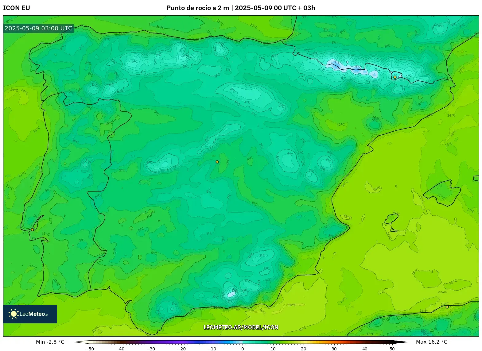 ICON - España, Punto de rocío a 2 m ICON - España, Punto de rocío a 2 m