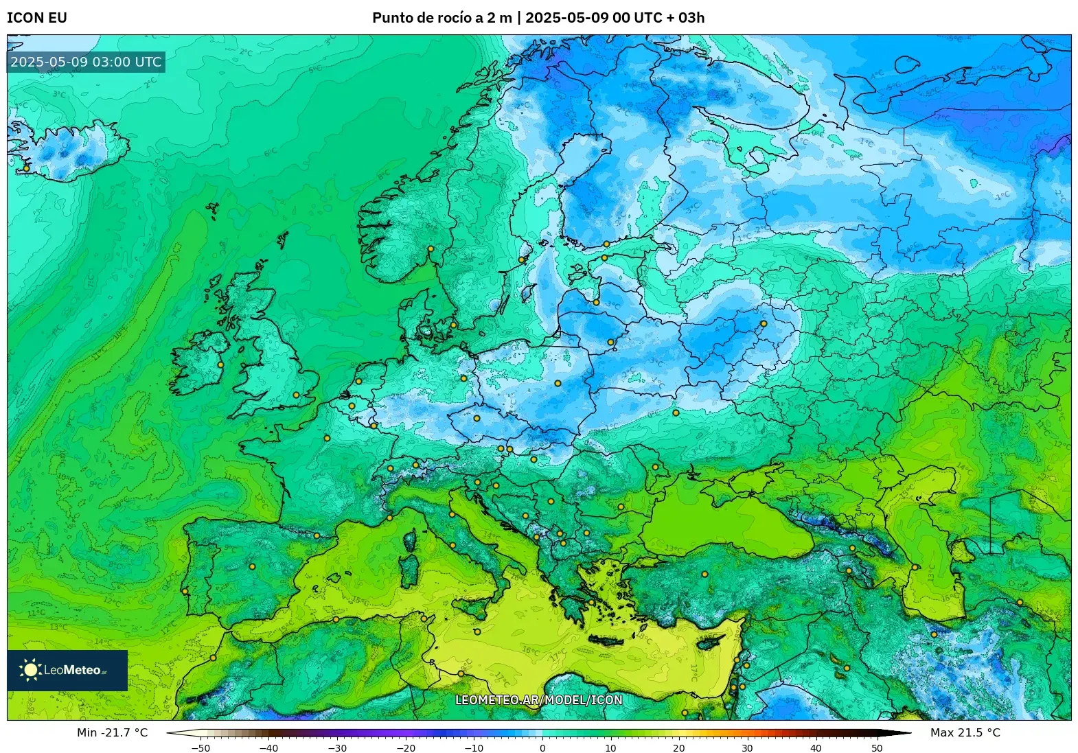 ICON - Europa, Punto de rocío a 2 m