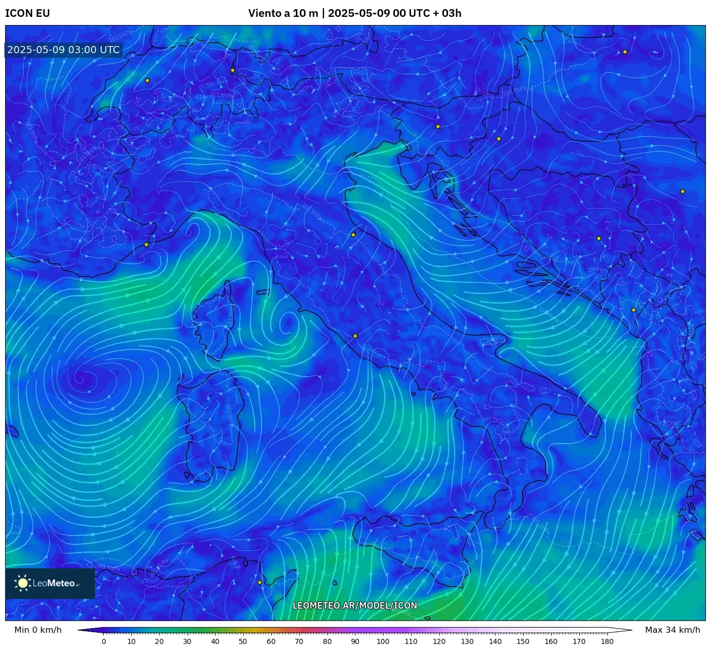 ICON - Italia, Viento a 10 m ICON - Italia, Viento a 10 m
