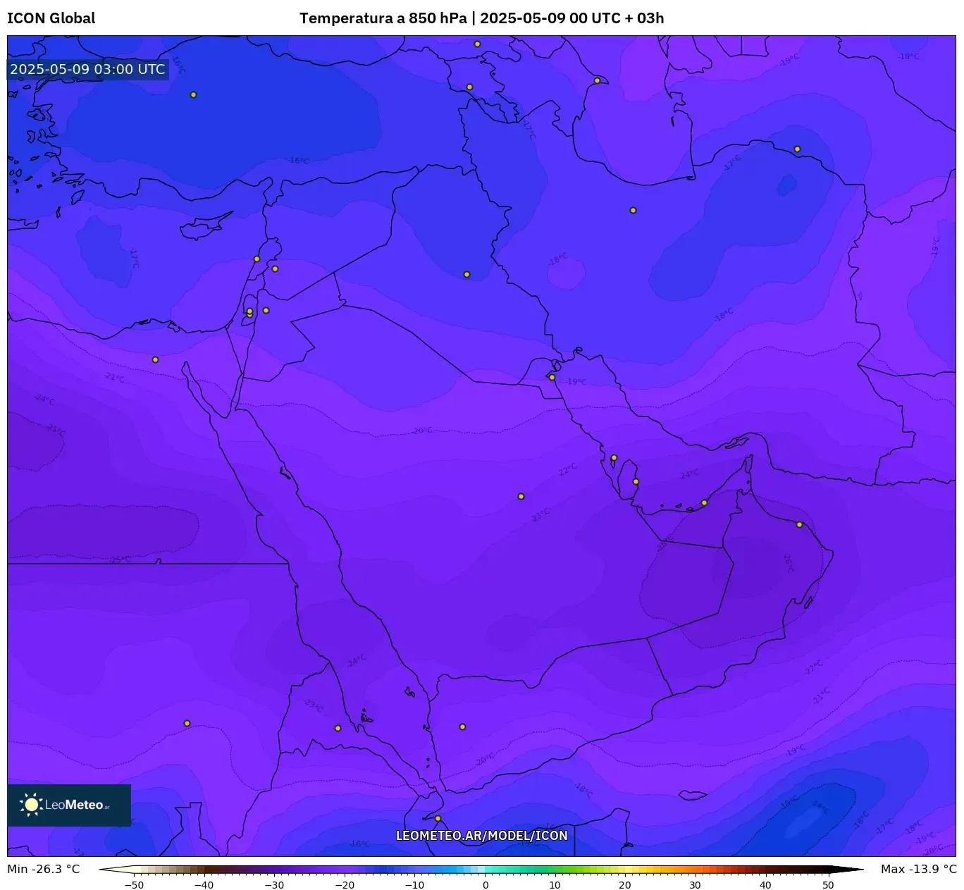 ICON - Oriente Medio, Temperatura a 850 hPa ICON - Oriente Medio, Temperatura a 850 hPa