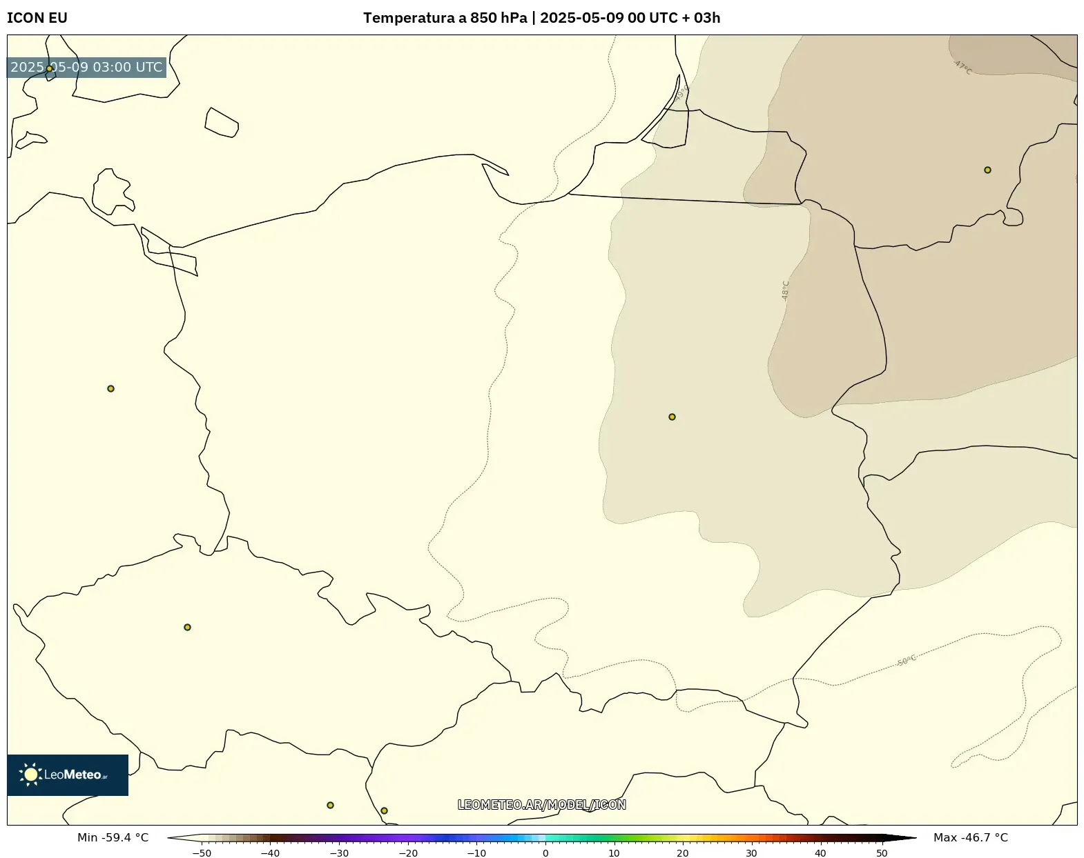 ICON - Polonia, Temperatura a 850 hPa ICON - Polonia, Temperatura a 850 hPa