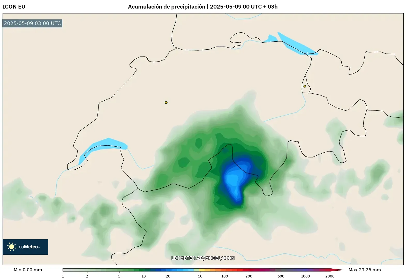 ICON - Suiza, Acumulación de precipitación ICON - Suiza, Acumulación de precipitación