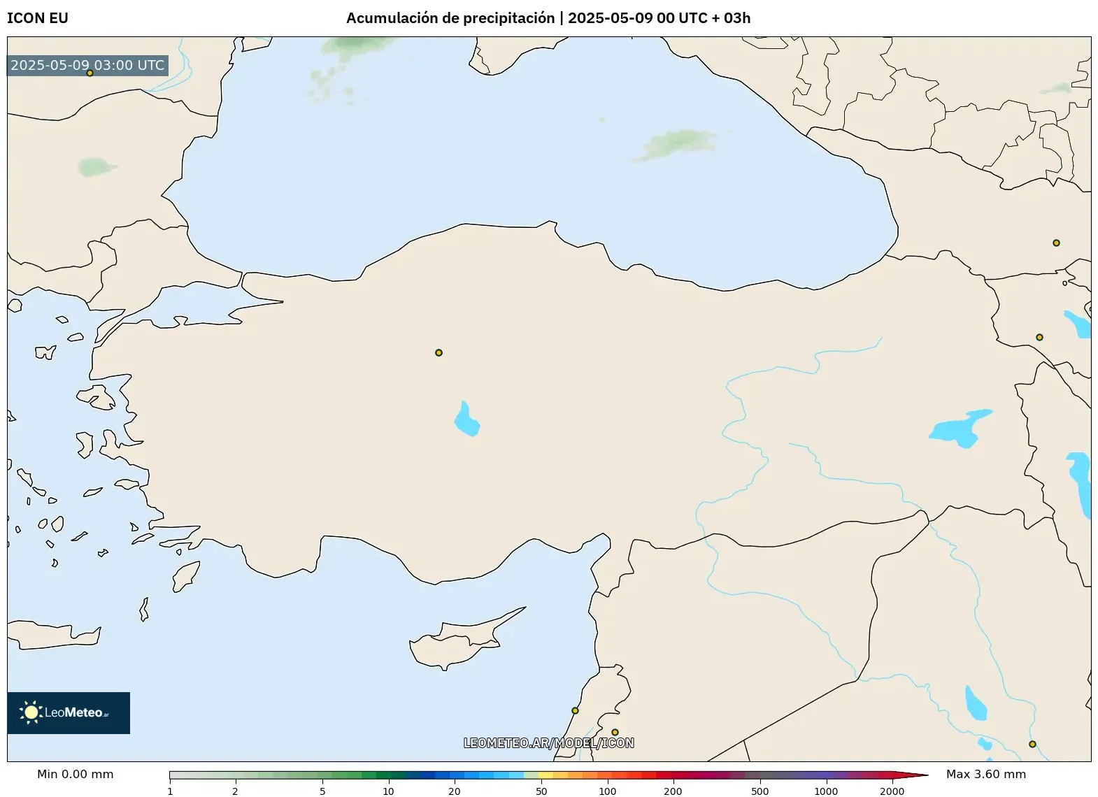 ICON - Turquía, Acumulación de precipitación ICON - Turquía, Acumulación de precipitación