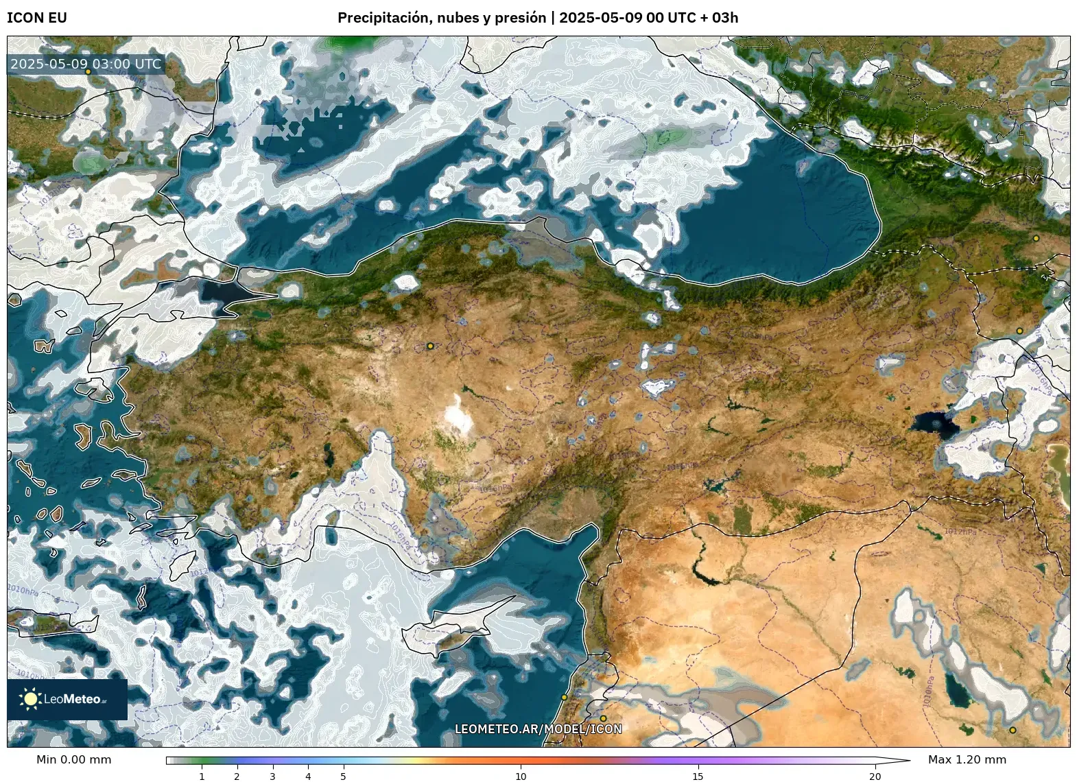 ICON - Turquía, Precipitación, nubes y presión ICON - Turquía, Precipitación, nubes y presión
