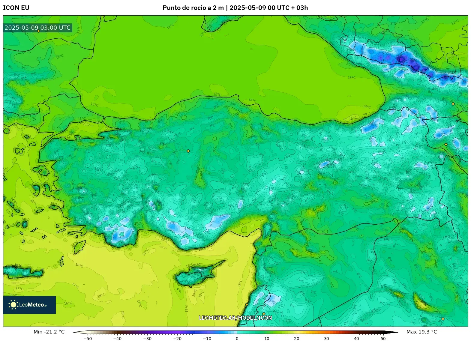 ICON - Turquía, Punto de rocío a 2 m ICON - Turquía, Punto de rocío a 2 m