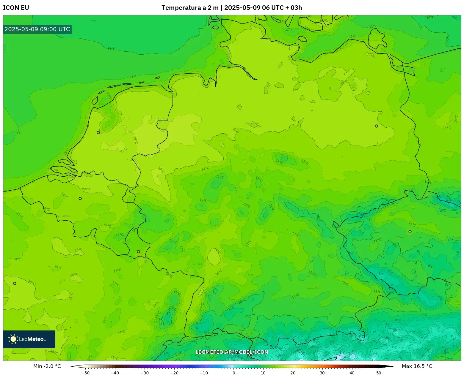 ICON - Alemania, Temperatura a 2 m ICON - Alemania, Temperatura a 2 m