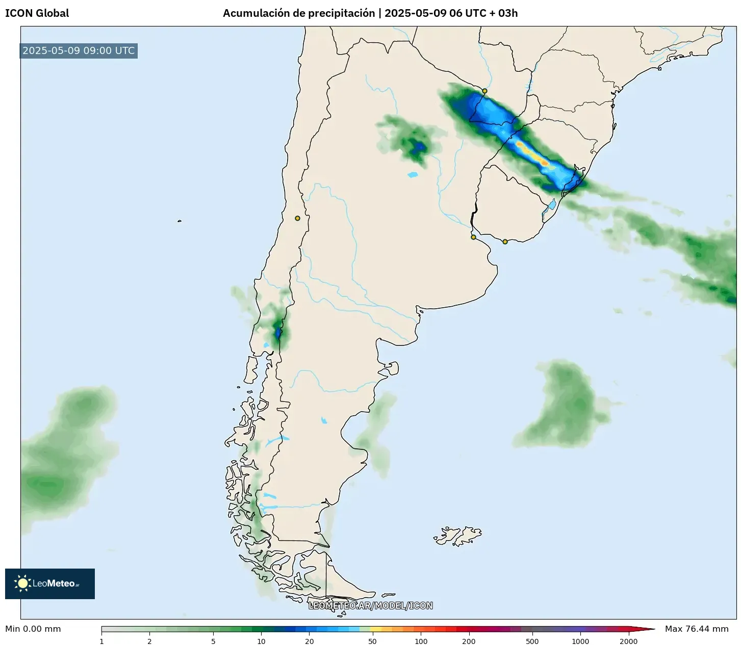 ICON - Argentina, Acumulación de precipitación ICON - Argentina, Acumulación de precipitación