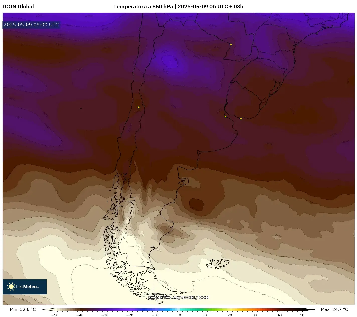 ICON - Argentina, Temperatura a 850 hPa ICON - Argentina, Temperatura a 850 hPa