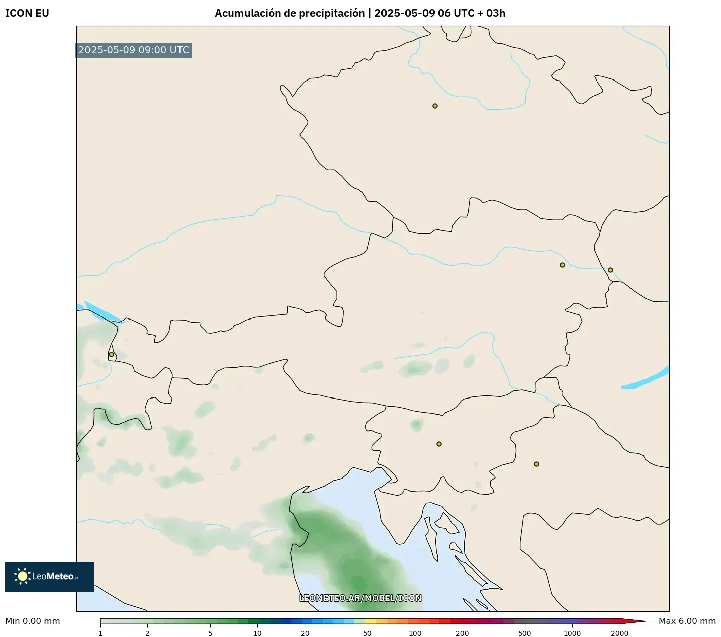 ICON - Austria, Acumulación de precipitación ICON - Austria, Acumulación de precipitación