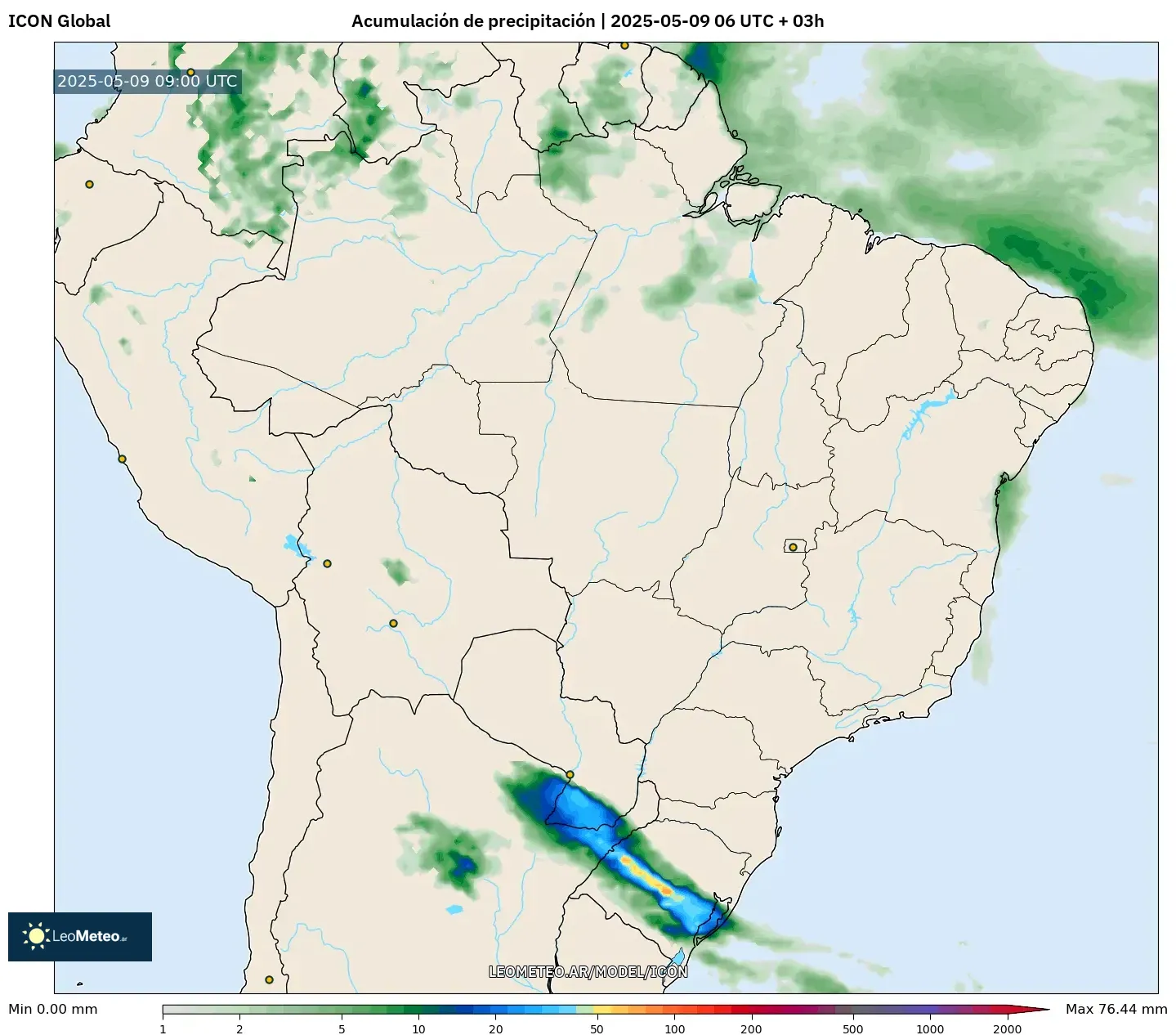 ICON - Brasil, Acumulación de precipitación ICON - Brasil, Acumulación de precipitación