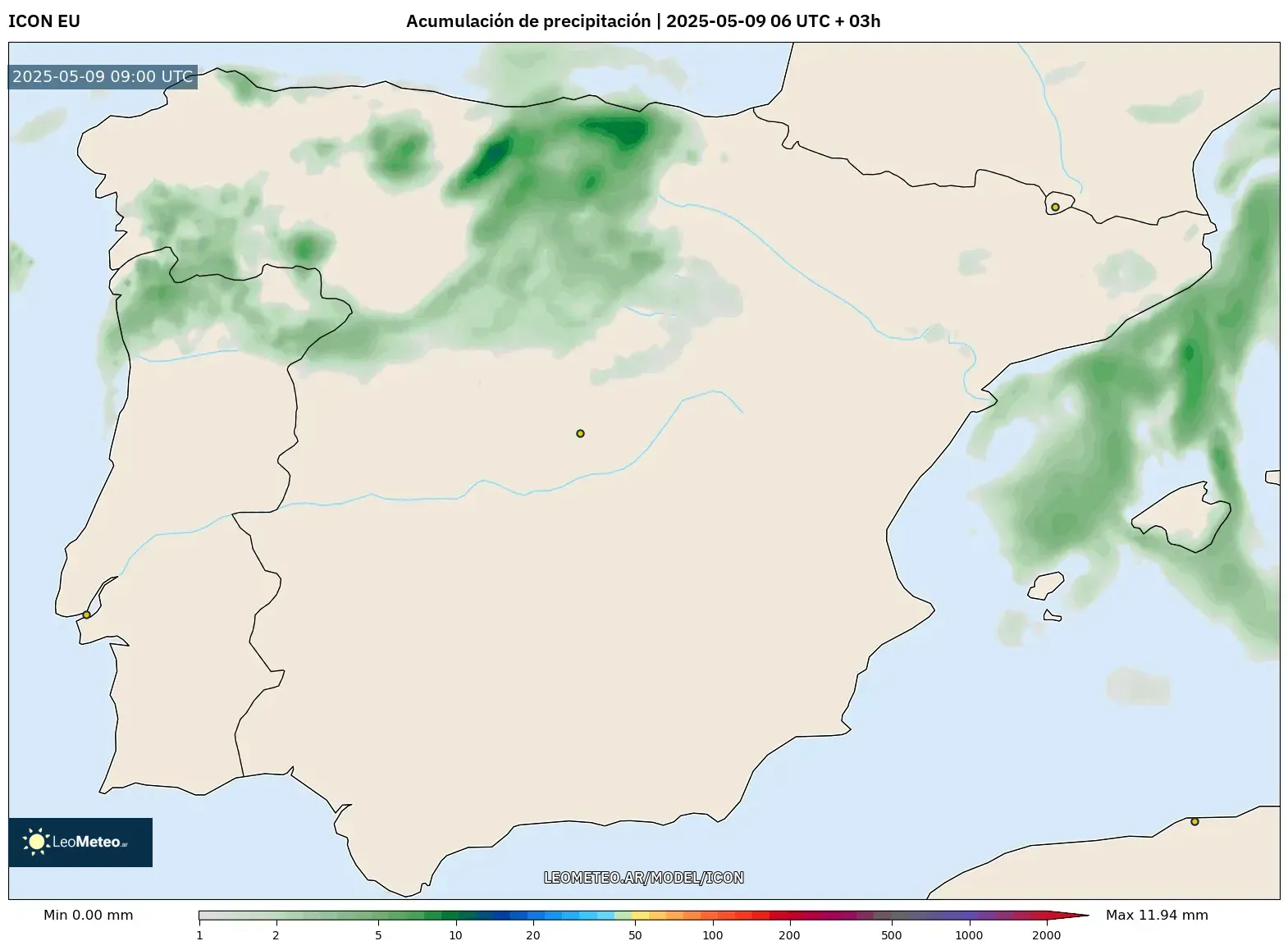 ICON - España, Acumulación de precipitación ICON - España, Acumulación de precipitación