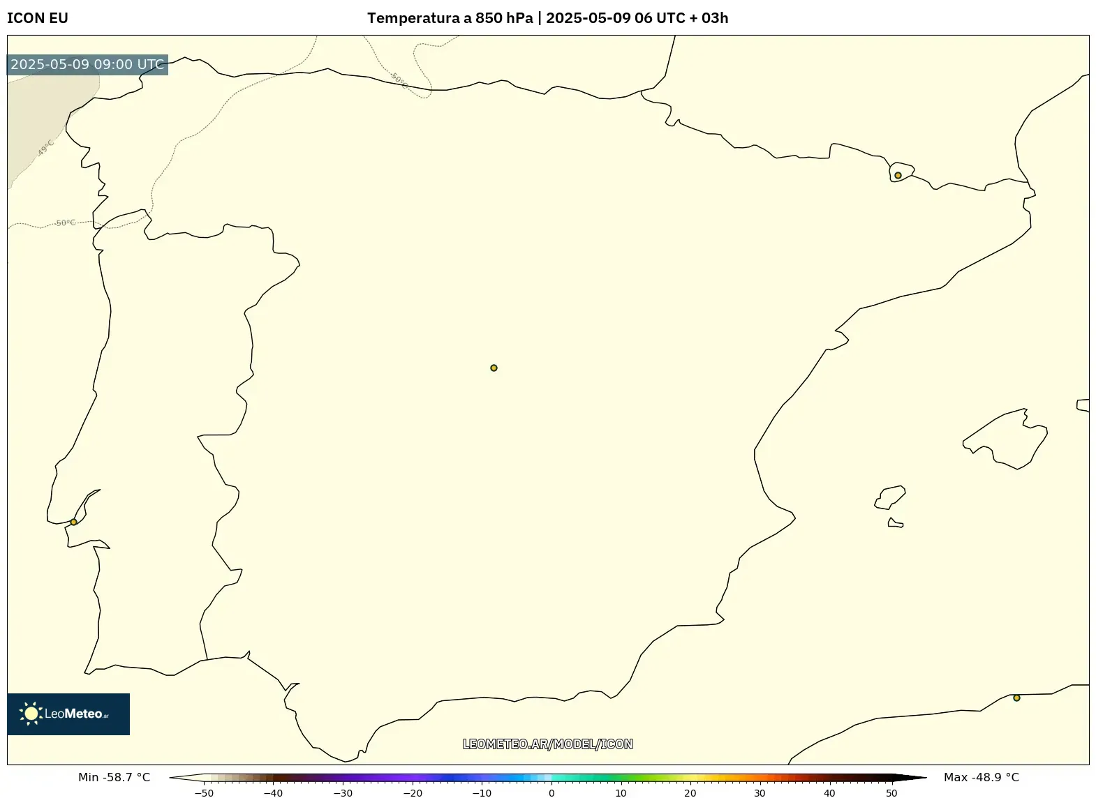 ICON - España, Temperatura a 850 hPa ICON - España, Temperatura a 850 hPa