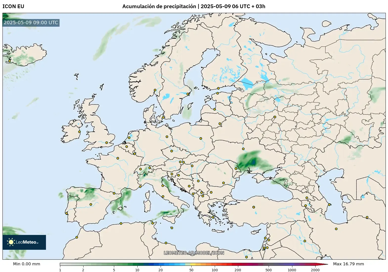 ICON - Europa, Acumulación de precipitación