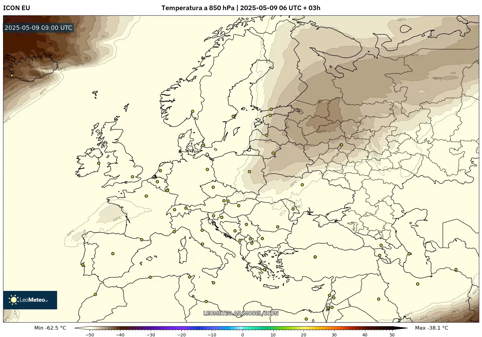 ICON - Europa, Temperatura a 850 hPa