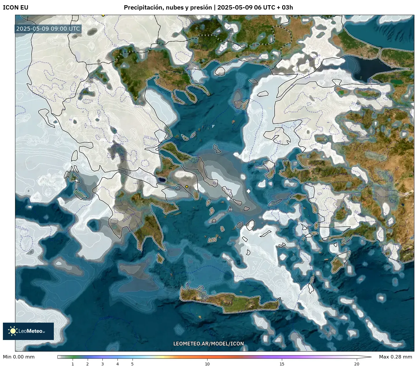 ICON - Grecia, Precipitación, nubes y presión ICON - Grecia, Precipitación, nubes y presión